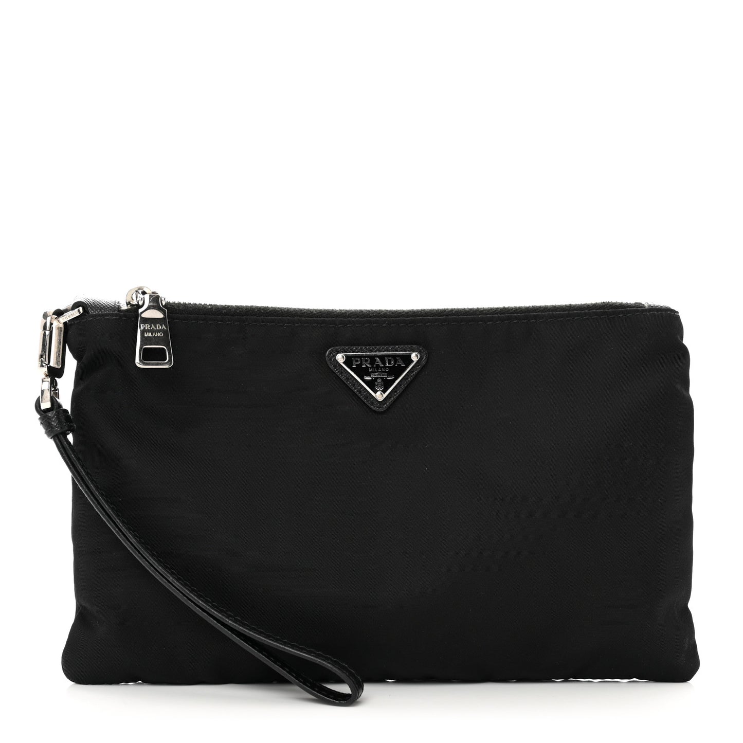 Re-Nylon Saffiano Pouch Wristlet Black