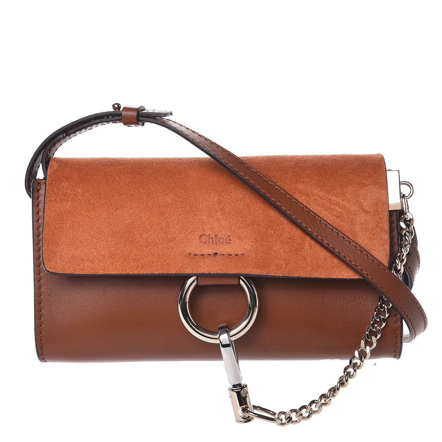 Suede Calfskin Mini Faye Shoulder Bag Tobacco