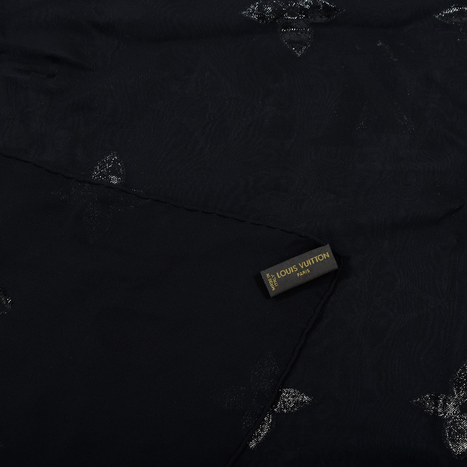 Louis Vuitton Silk Polyamide Sheer Monogram Scarf Black 3 of 5