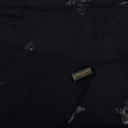 Louis Vuitton Silk Polyamide Sheer Monogram Scarf Black 3 of 5