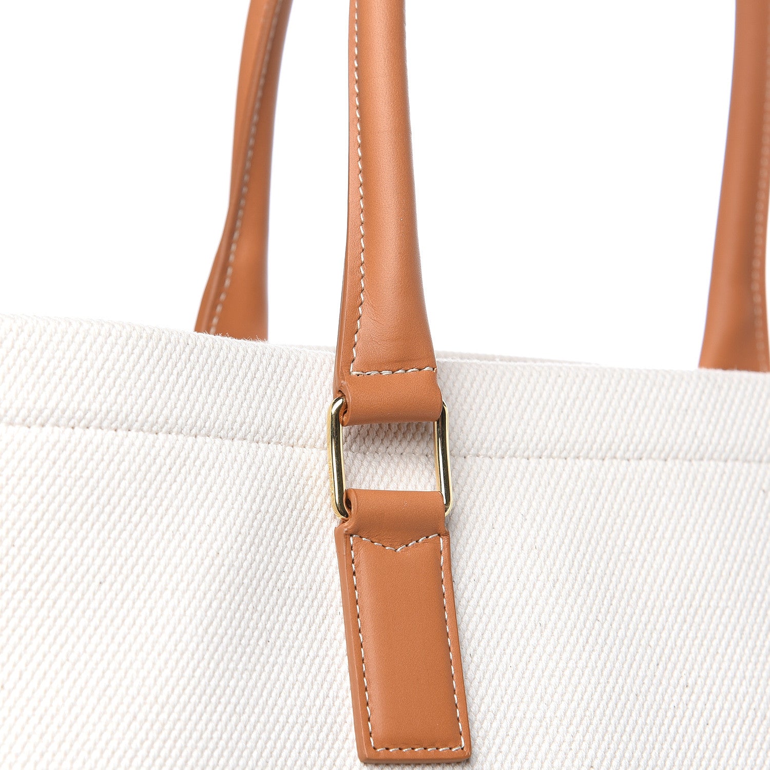 Celine Canvas Calfskin Horizontal Cabas Natural Tan 9 of 10
