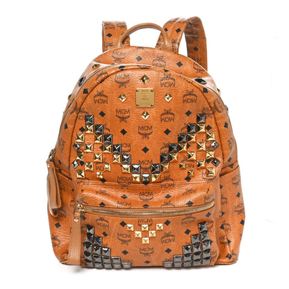 MCM Visetos Studded Medium Stark M Backpack Cognac 1 of 10