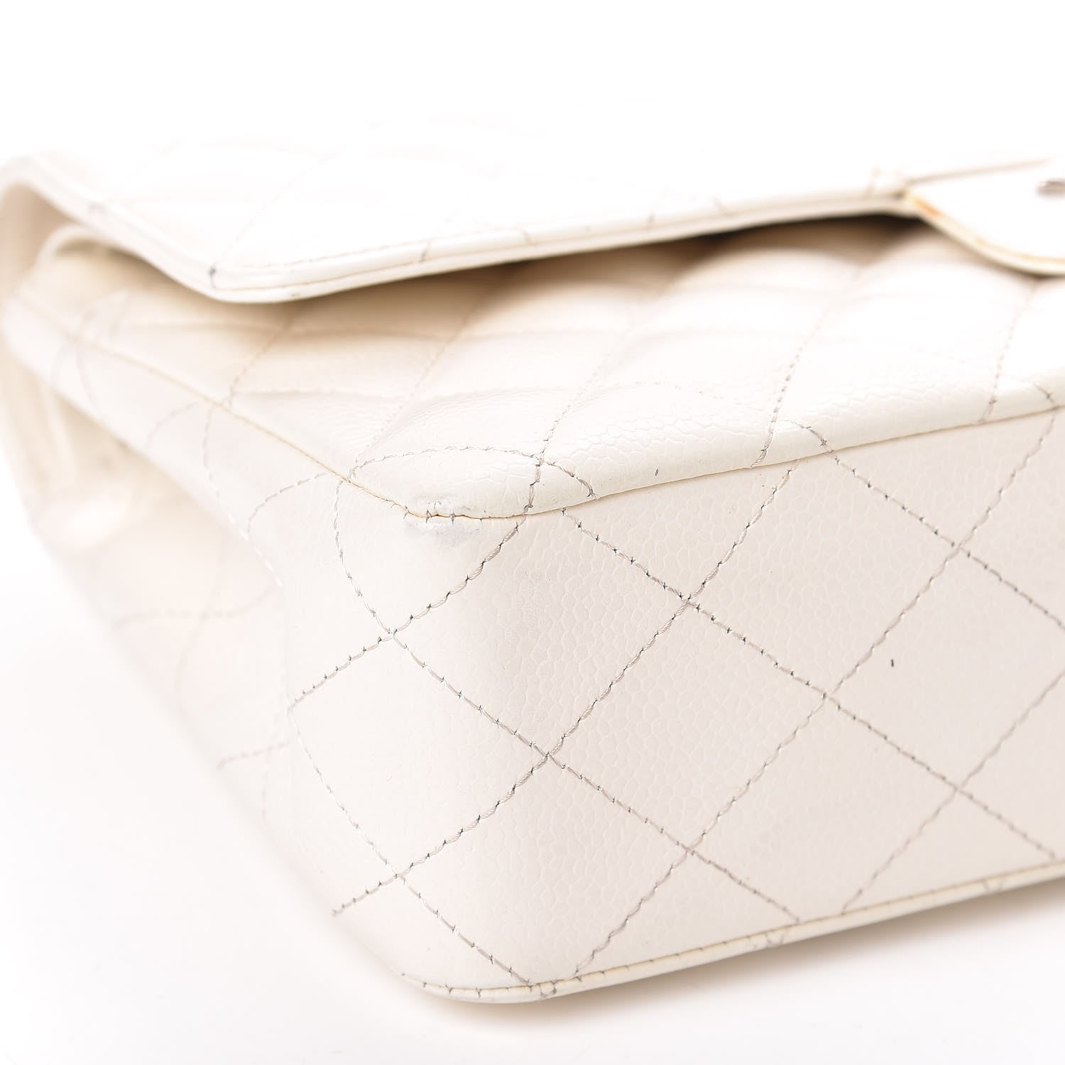 Chanel Caviar Quilted Medium Double Flap White 25 of 29