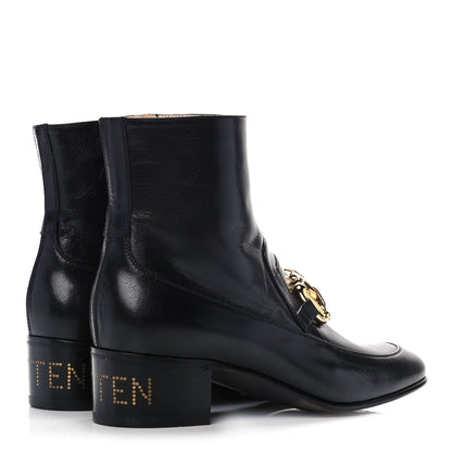 Gucci Goatskin Kitten Chain Horsebit Ankle Boots 40 Black 4 of 10