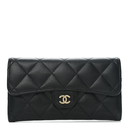 Chanel Caviar Quilted Medium Gusset Flap Wallet Black 1 of 8
