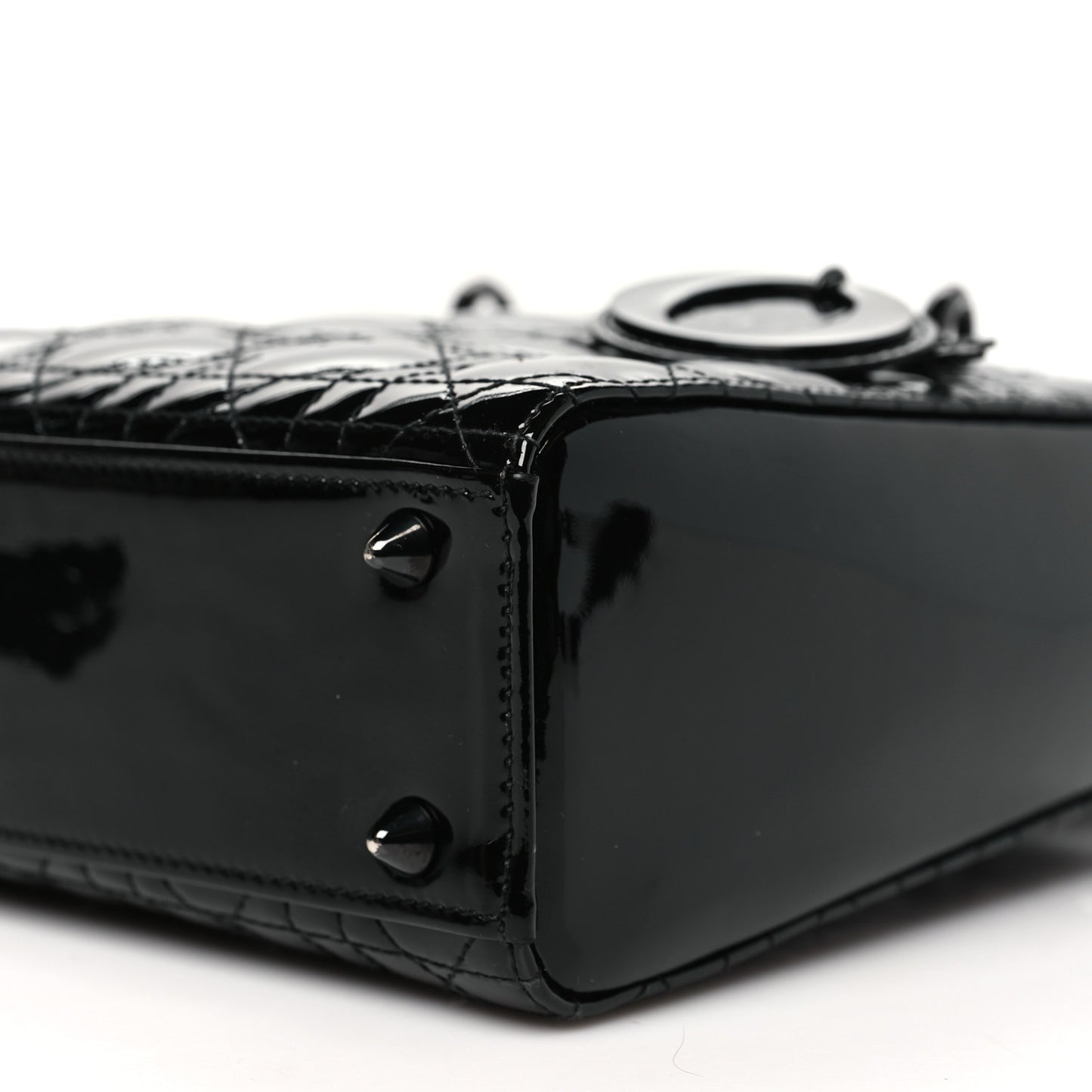 Ultraglossy Patent Cannage Small Lady Dior Black