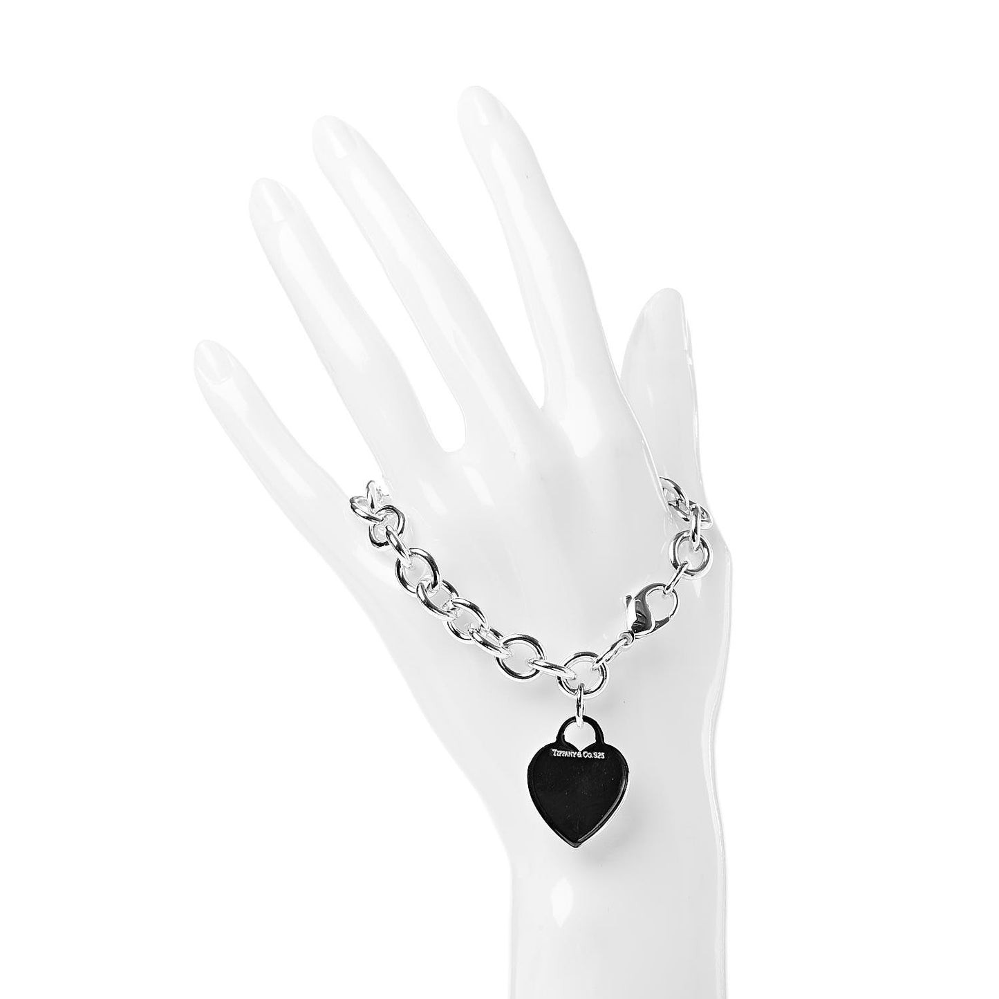 Sterling Silver Heart Tag Charm Bracelet