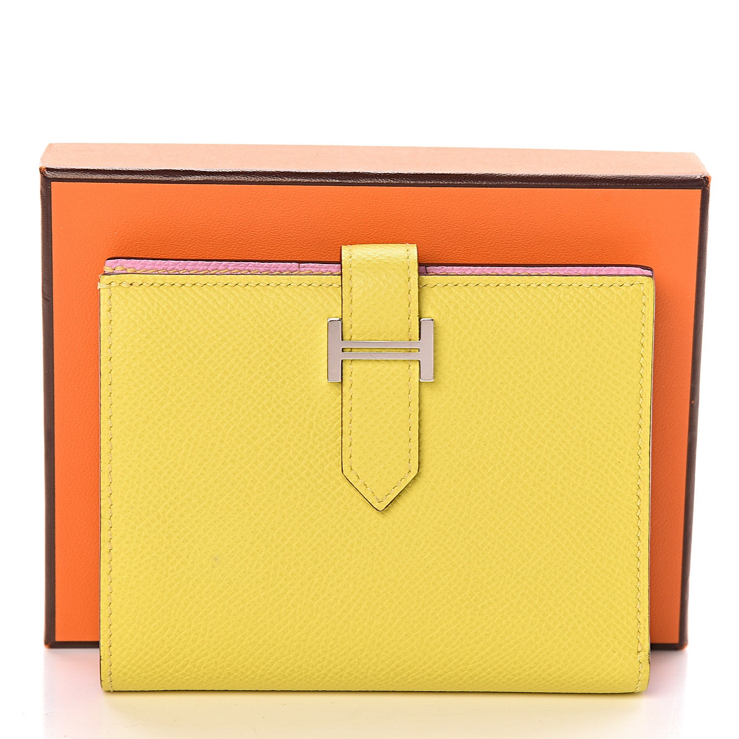 Hermes Epsom Verso Bearn Compact Wallet Lime Mauve Silvestre 7 of 7