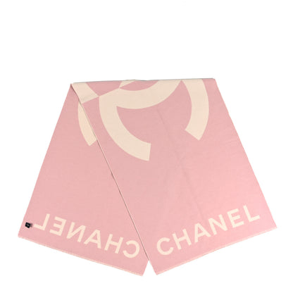 Chanel Cashmere CC Fringe Stole Pink White 2 of 4