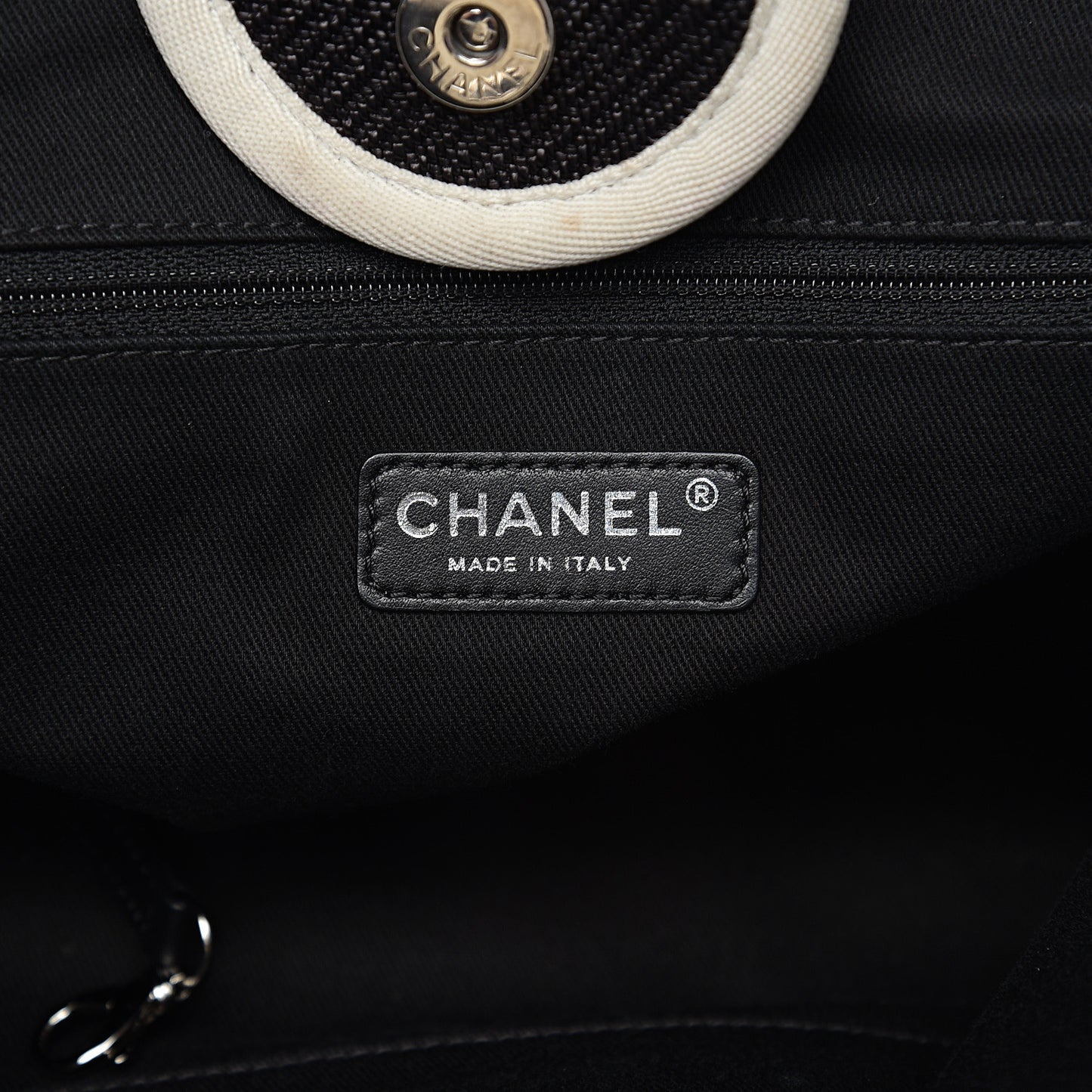 Canvas Large Deauville Tote Black White