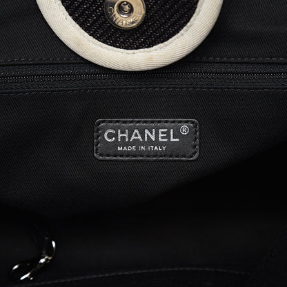 Chanel Canvas Large Deauville Tote Black White 5 of 10