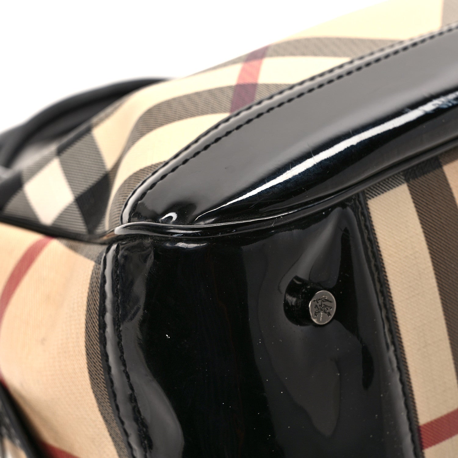 Burberry Supernova Check Patent Bowling Bag Black 11 of 14