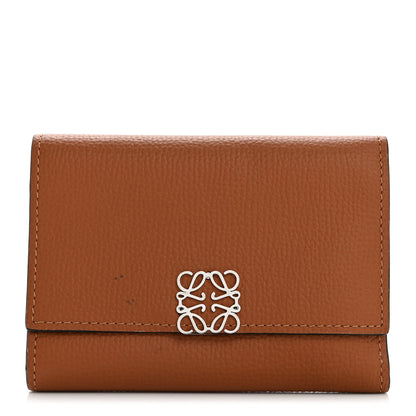 Loewe Pebble Grain Calfskin Anagram Small Vertical Wallet Tan 1 of 8