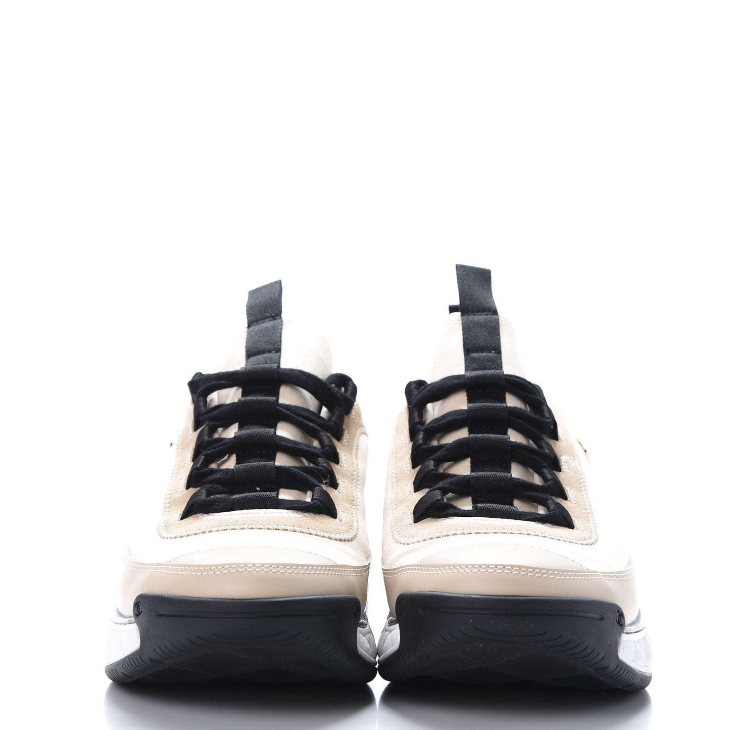 Fabric Calfskin Suede CC Sneakers 41 Beige
