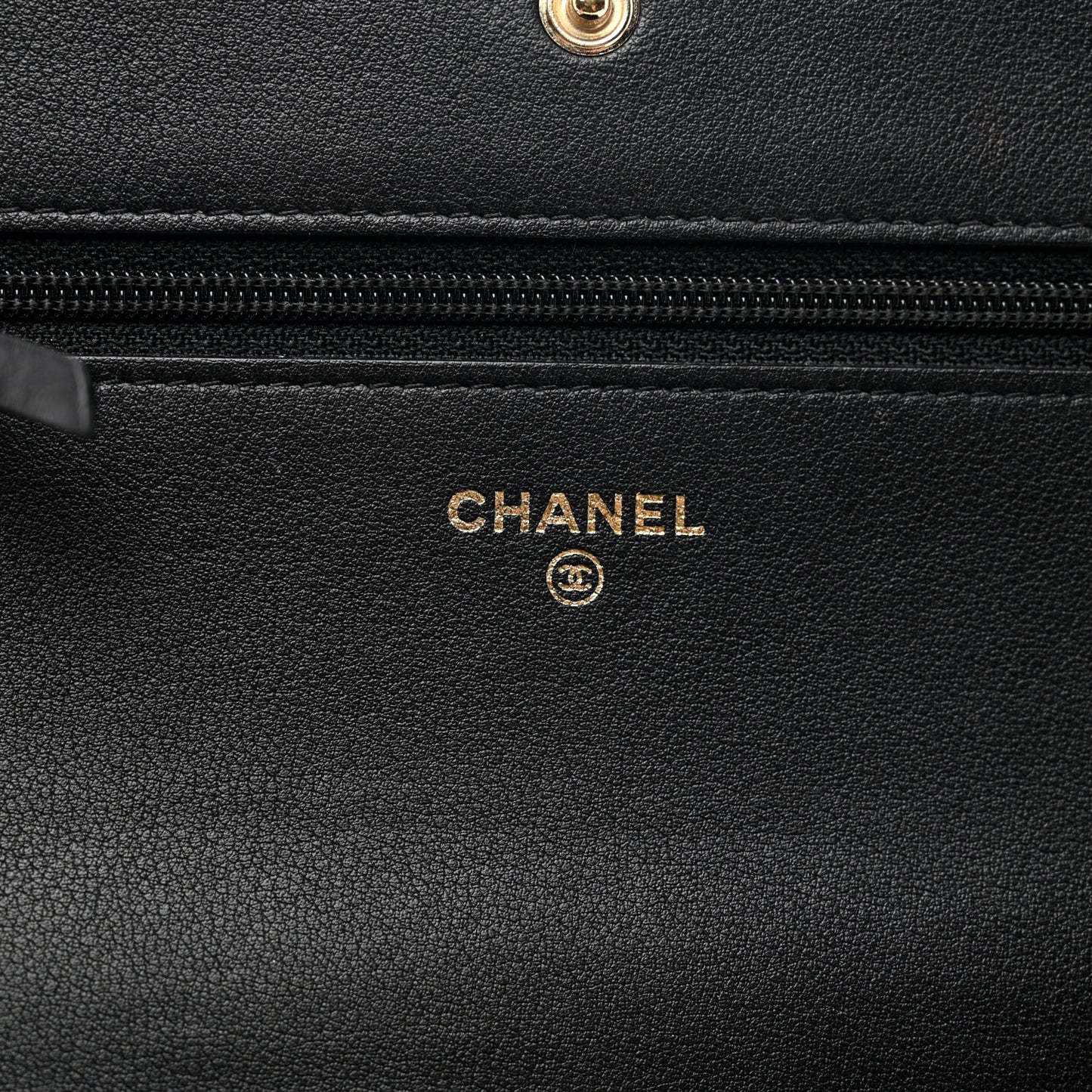 Metallic Goatskin Lambskin Boy Wallet on Chain WOC Black Gold
