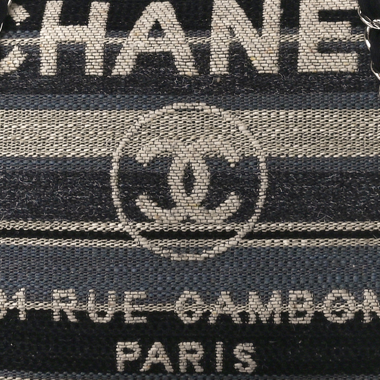 Chanel Striped Canvas Medium Deauville Tote Black 8 of 10