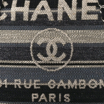 Chanel Striped Canvas Medium Deauville Tote Black 8 of 10
