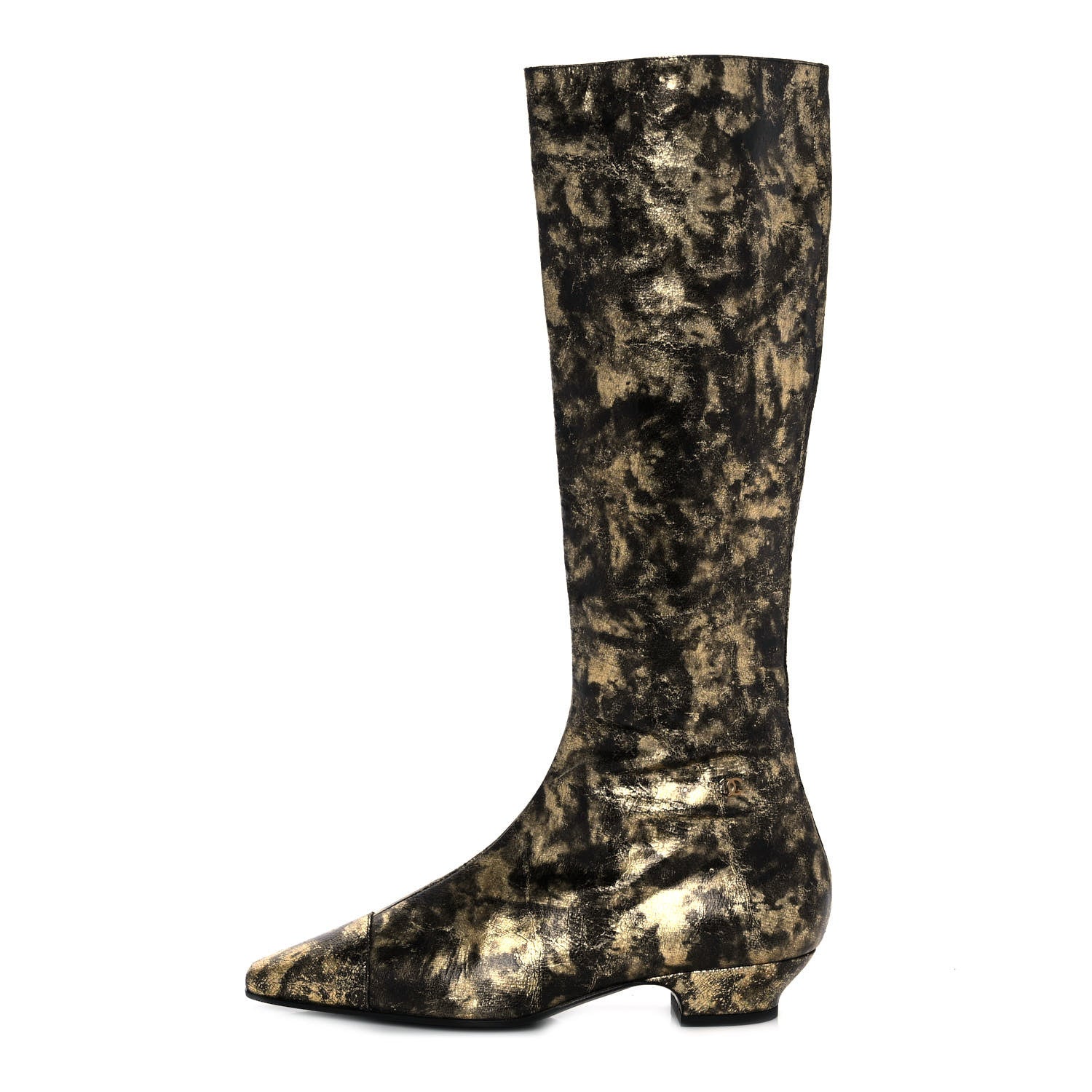 Chanel Laminated Goatskin High Boots 38 Gold 1 of 7