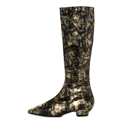 Chanel Laminated Goatskin High Boots 38 Gold 1 of 7