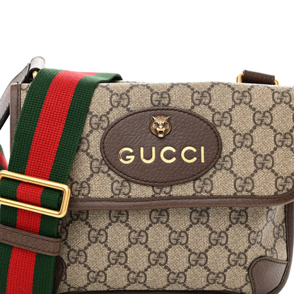 Gucci GG Supreme Monogram Web Small Neo Vintage Double Flap Messenger Bag Beige New Acero 8 of 16