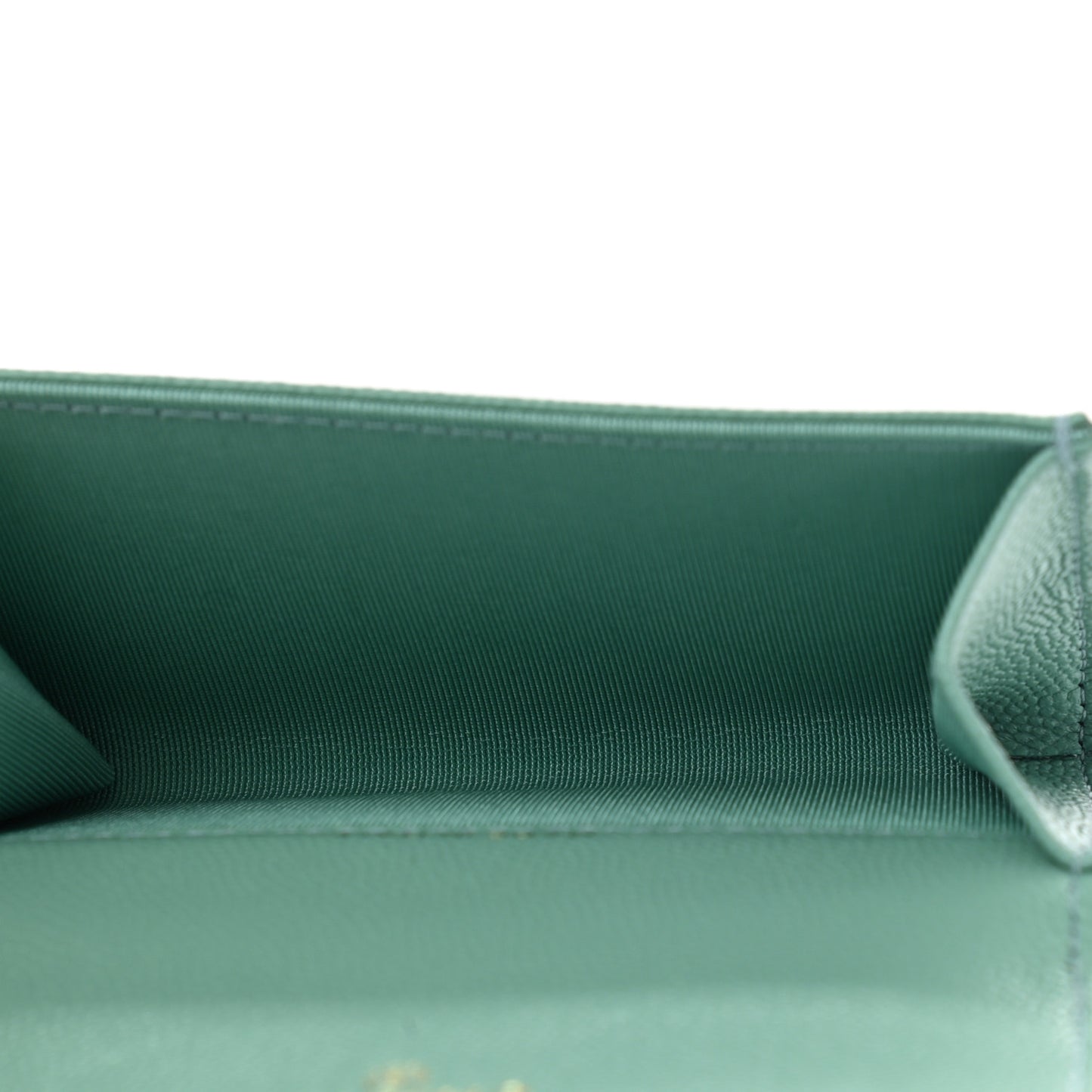 Caviar Quilted Flap Card Holder Wallet Light Green