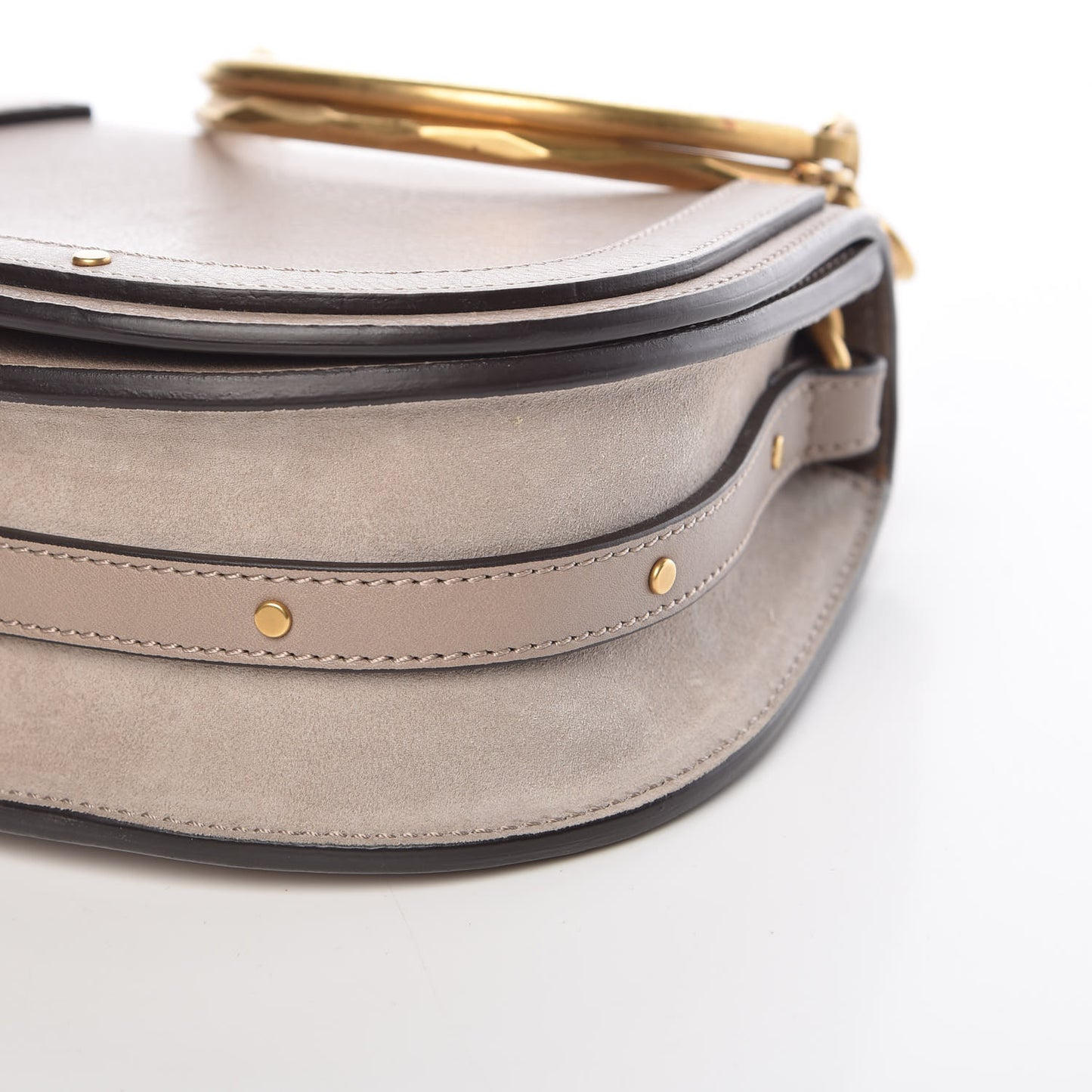 Calfskin Suede Small Nile Bracelet Bag Motty Grey