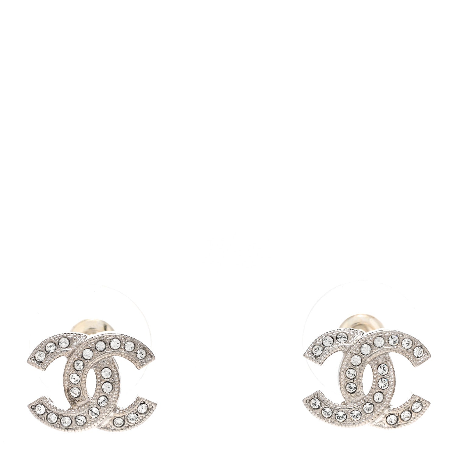 Chanel Crystal CC Earrings Silver 1 of 5