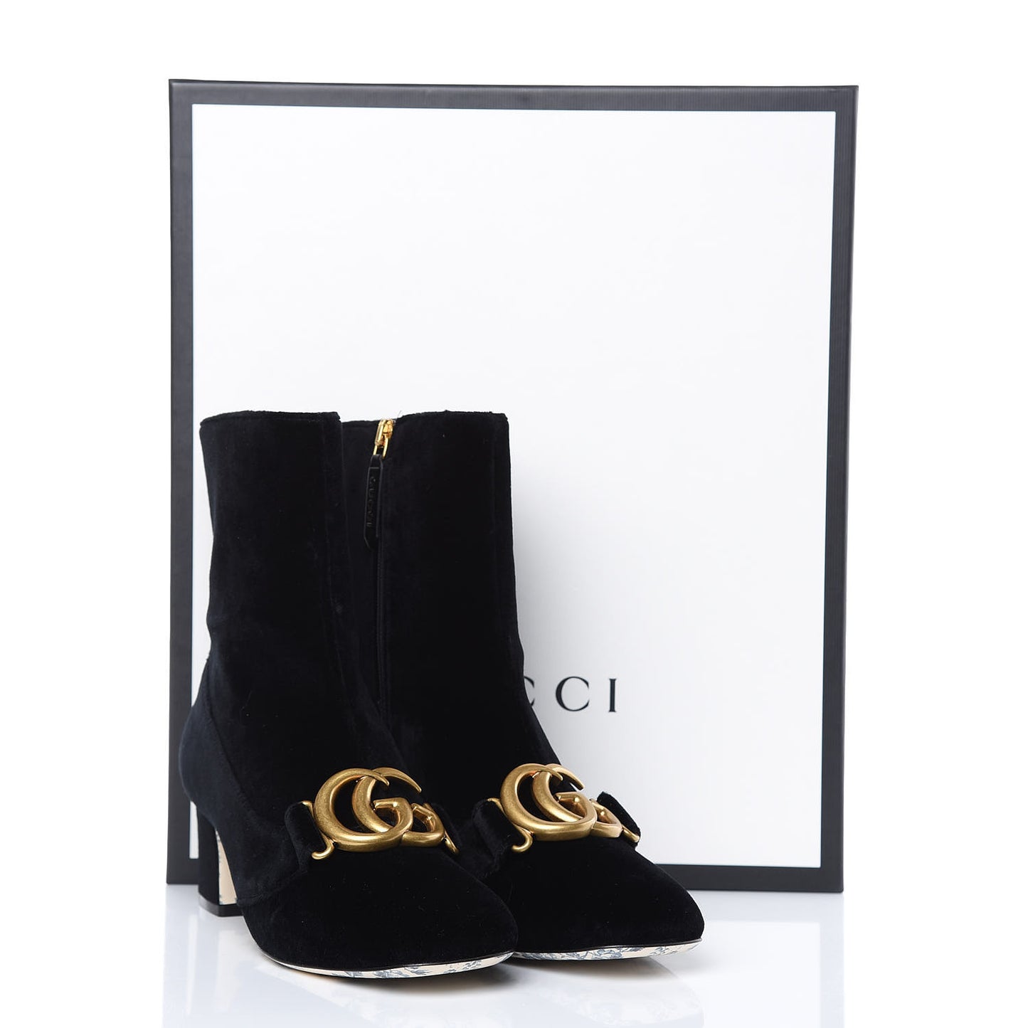 Softy Velvet Malaga Kid GG Victoire 55mm Ankle Boots 36 Black