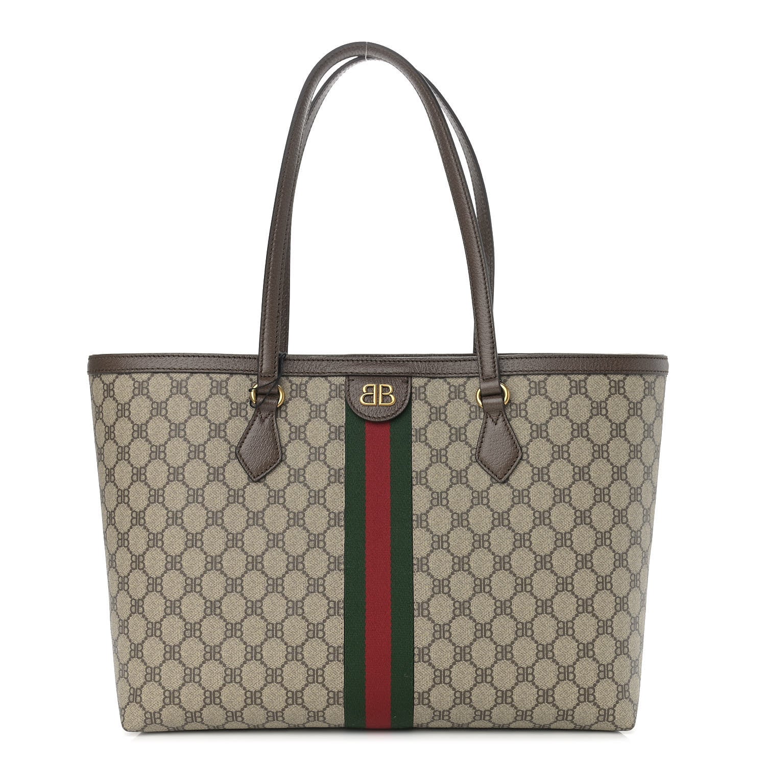 Gucci X BALENCIAGA BB Supreme Monogram Web Medium Ophidia Shopping Tote Beige New Acero 1 of 9