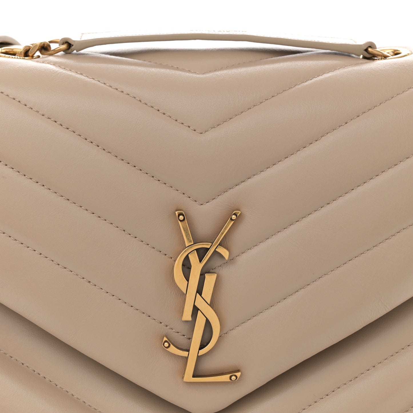Calfskin Y Quilted Monogram Medium Loulou Chain Satchel Nude Powder