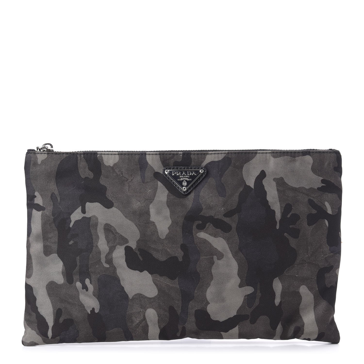 Prada Tessuto Nylon Camouflage Flat Pouch Fumo 1 of 8