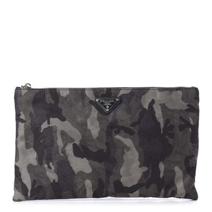 Prada Tessuto Nylon Camouflage Flat Pouch Fumo 1 of 8