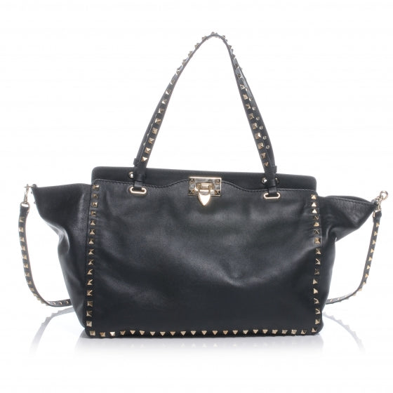 Valentino Garavani Vitello Medium Rockstud Tote Black 1 of 7