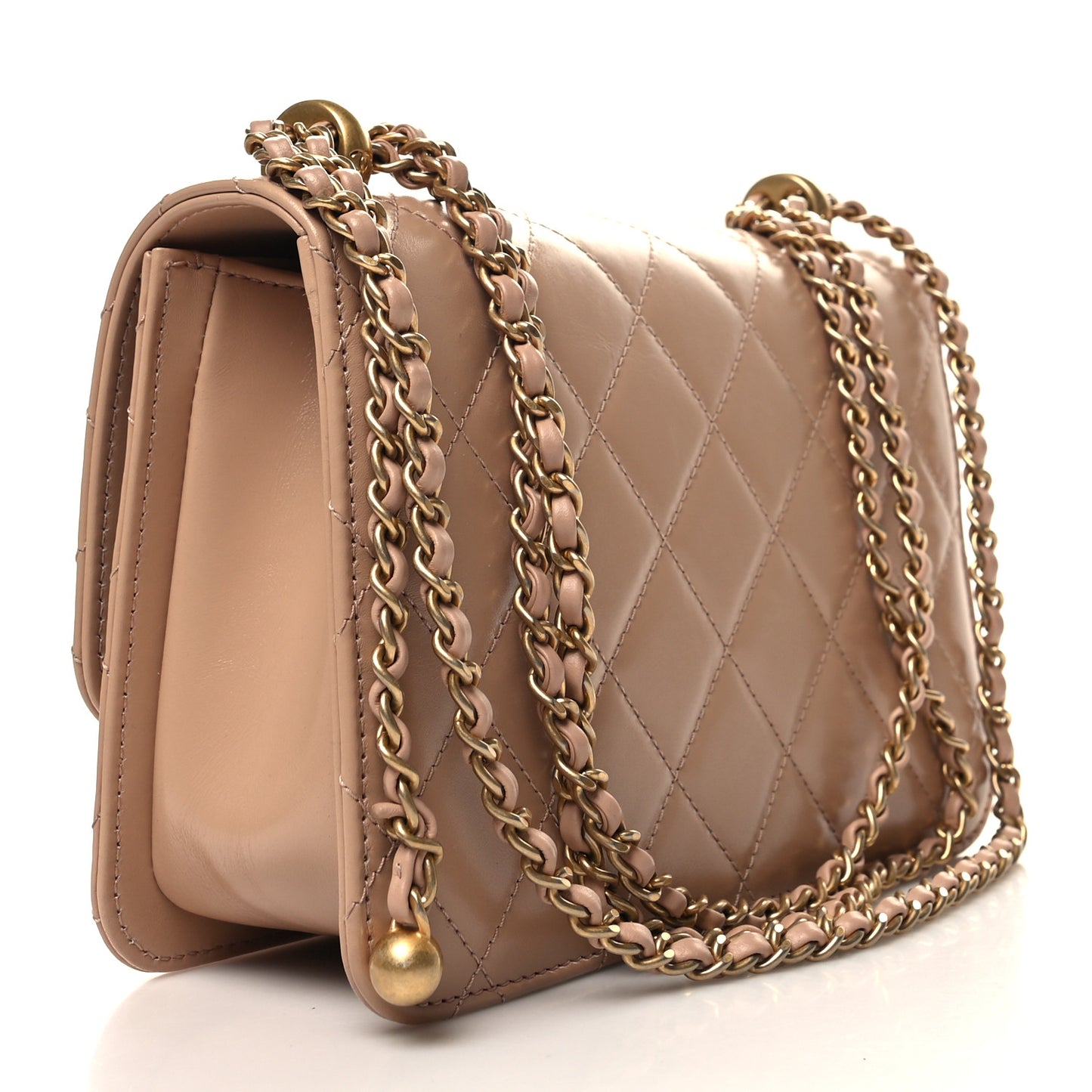 Calfskin Quilted Perfect Fit Flap Beige