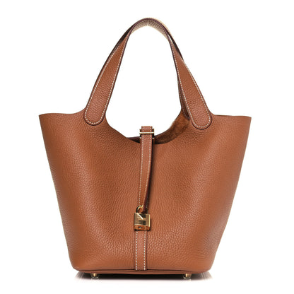 Hermes Taurillon Clemence Picotin Lock 22 MM Gold 1 of 12