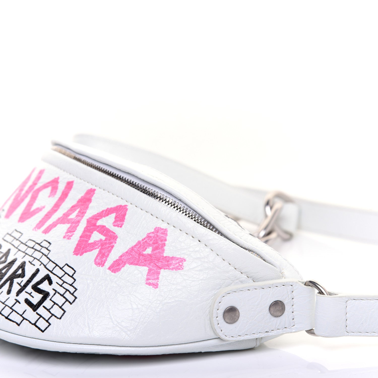 Balenciaga Agneau Arena Graffiti All Over XXS Souvenir Belt Bag White Multicolor 7 of 9
