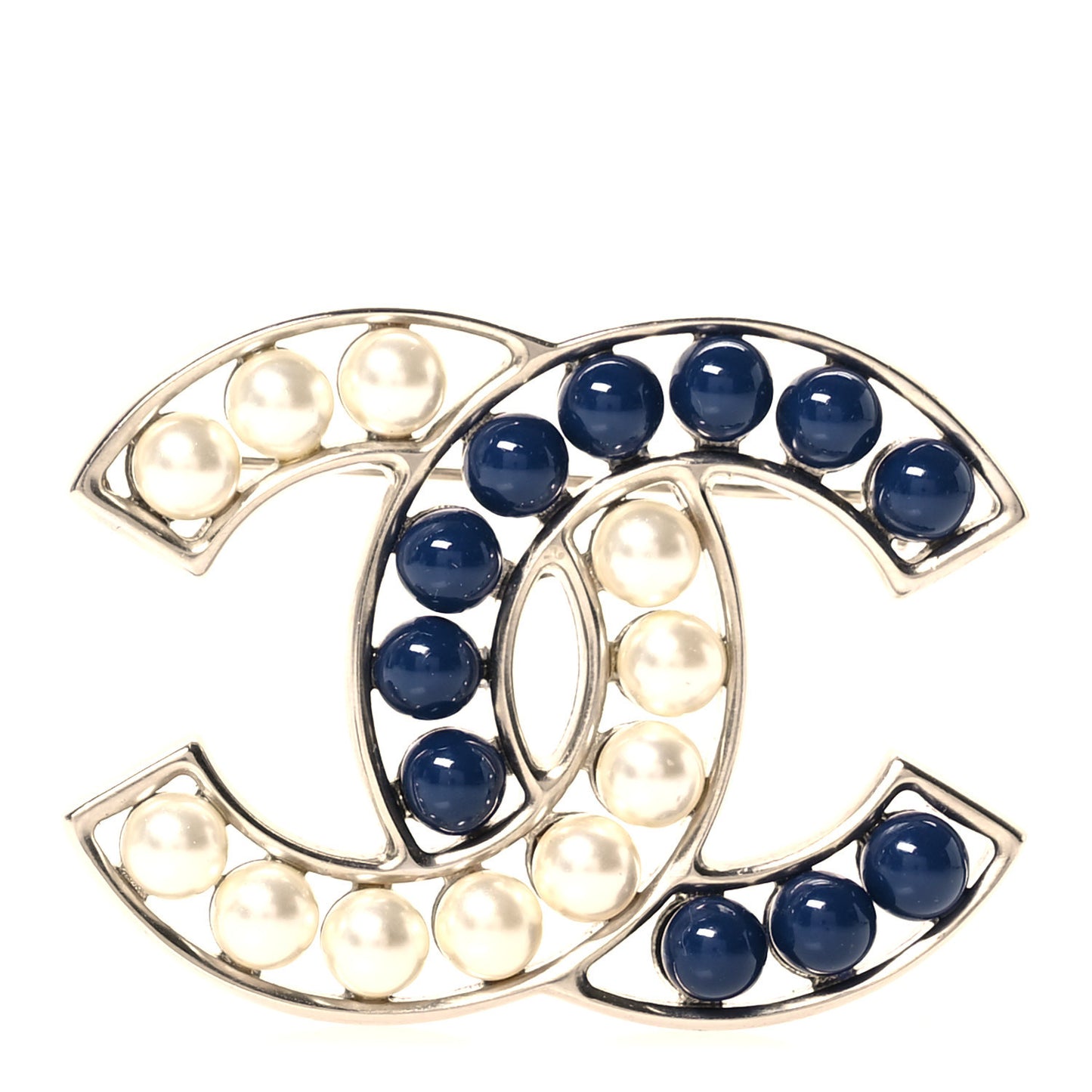 Pearl CC Brooch Blue Silver