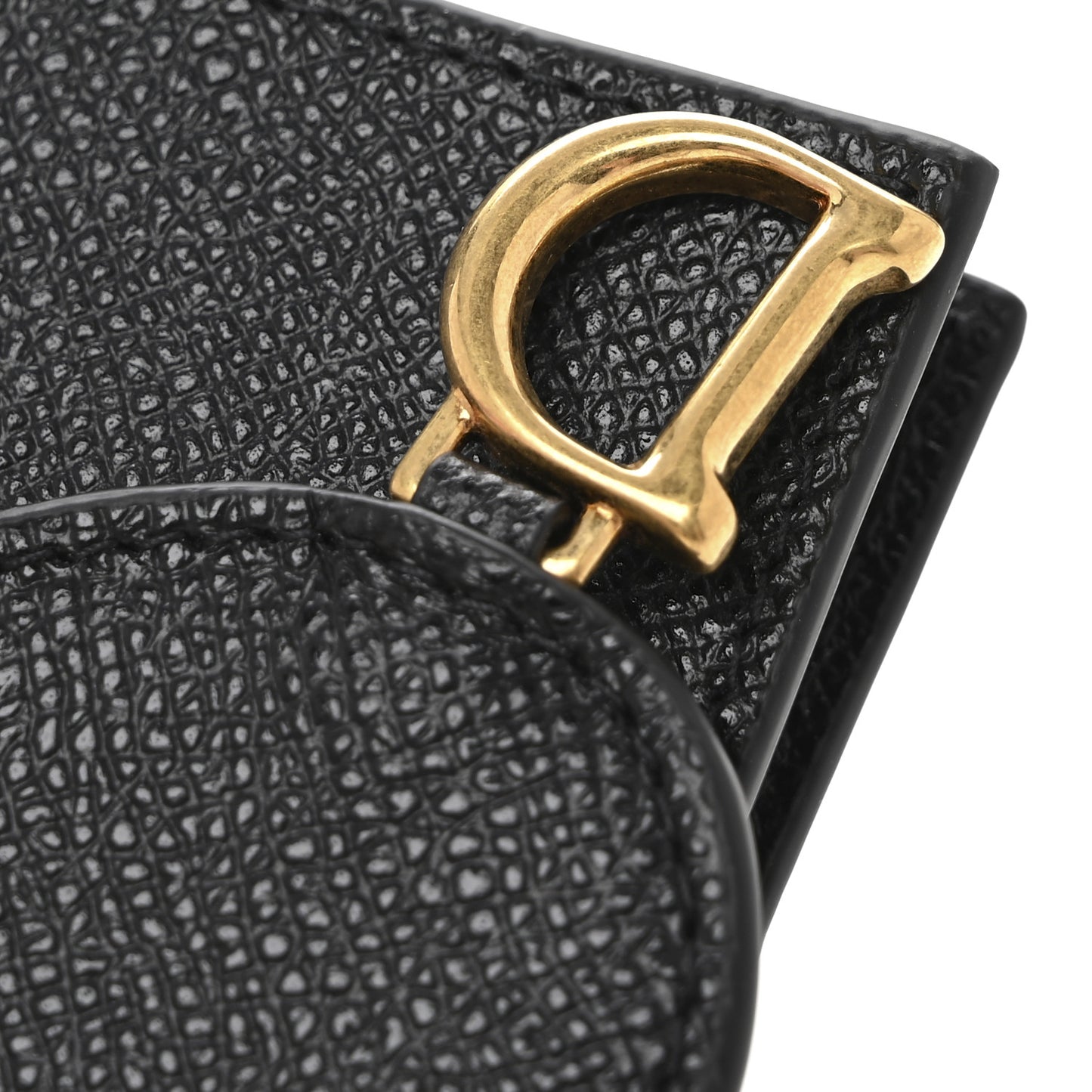 Grained Calfskin Saddle Card Holder Black