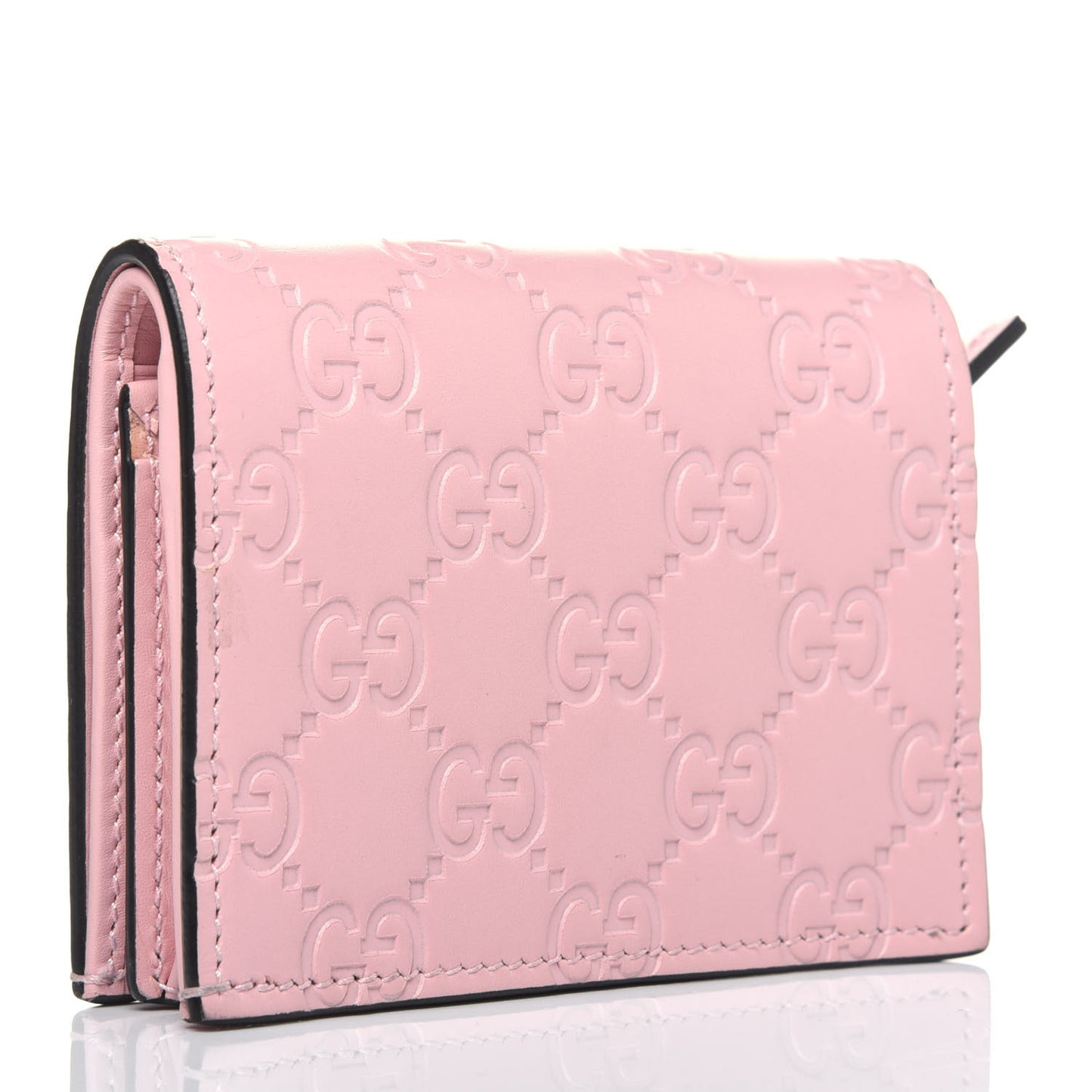 Guccissima Signature Crystal Cat Card Case Wallet Light Candy Pink