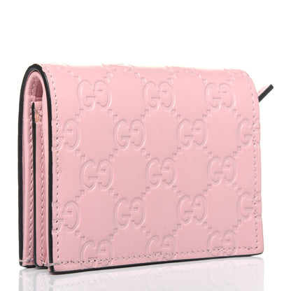 Gucci Guccissima Signature Crystal Cat Card Case Wallet Light Candy Pink 3 of 12