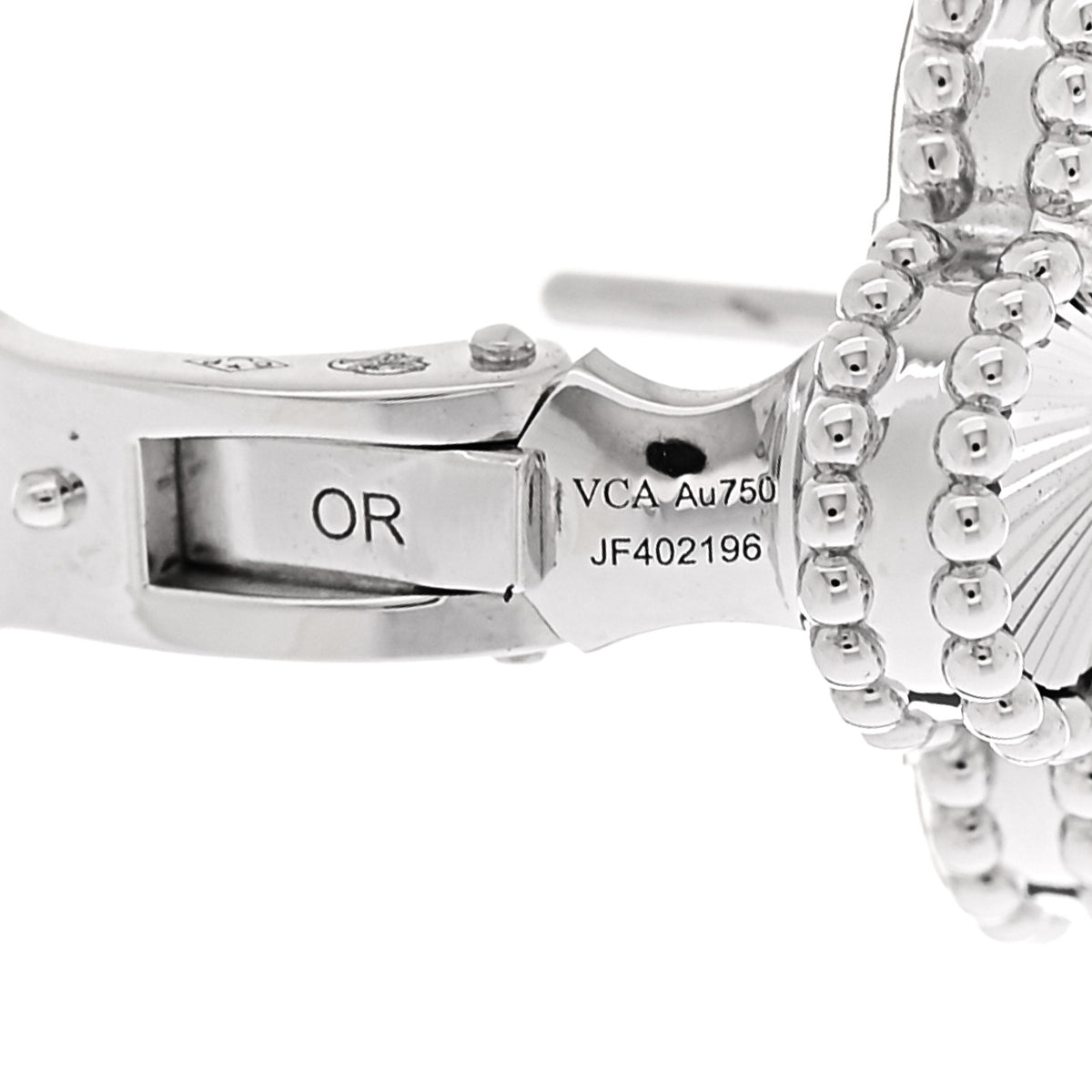 Van Cleef & Arpels 18K White Gold Guilloche Vintage Alhambra Earrings 4 of 5