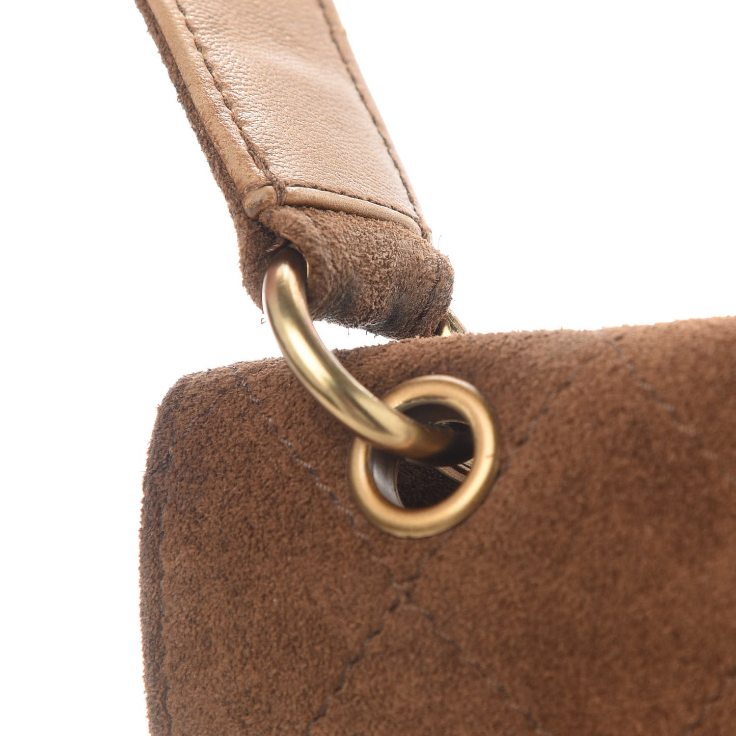 Suede Stitched Shoulder Bag Brown