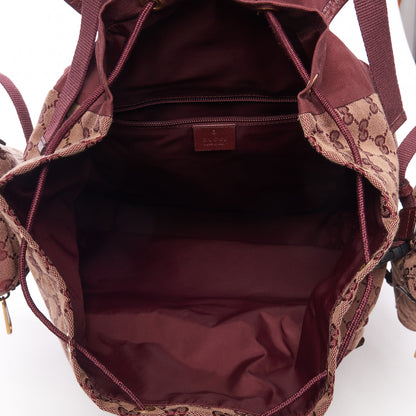 Gucci GG Monogram Script Logo Large Double Pocket Backpack Sahara Rubino Bordeaux 7 of 9