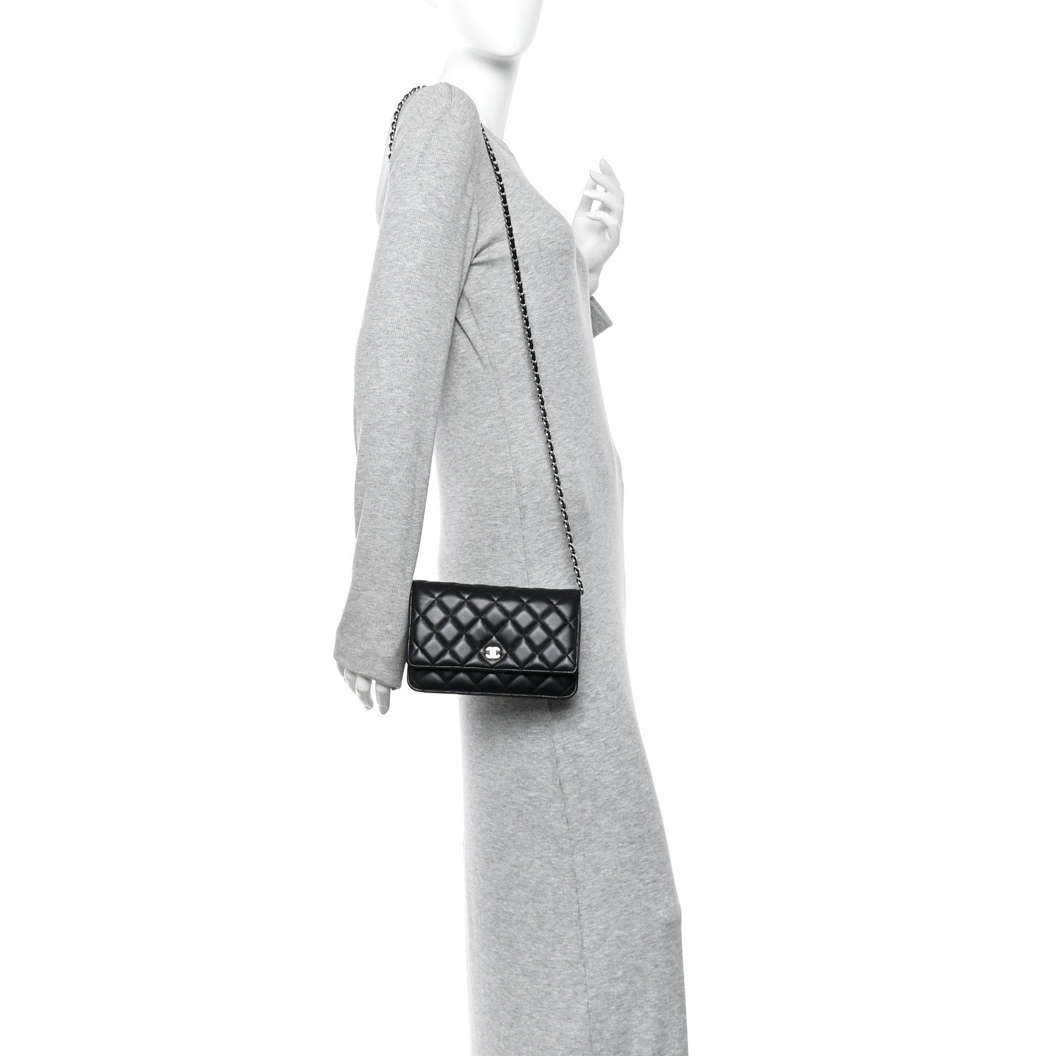 Chanel Lambskin Quilted Wallet On Chain WOC Black 2 of 10