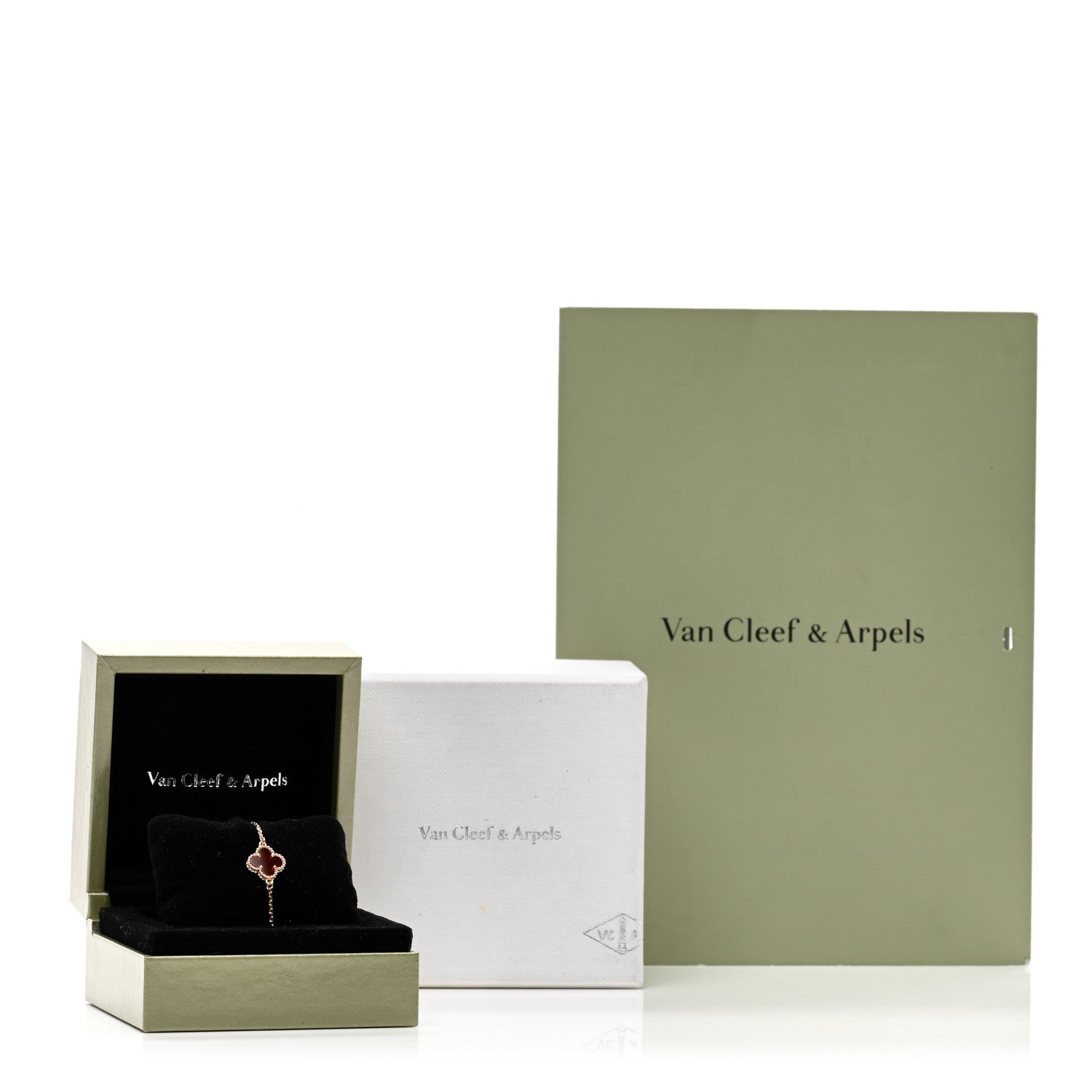Van Cleef & Arpels 18K Rose Gold Carnelian Sweet Alhambra Bracelet 5 of 5