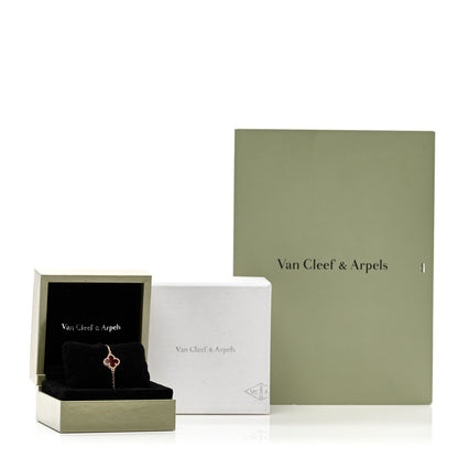 Van Cleef & Arpels 18K Rose Gold Carnelian Sweet Alhambra Bracelet 5 of 5