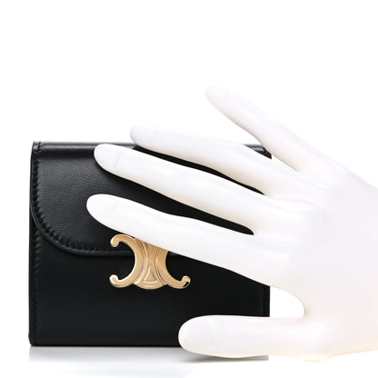 Celine Shiny Smooth Lambskin Small Triomphe Wallet Black 2 of 12