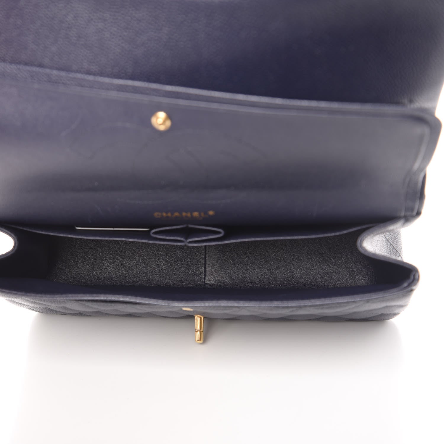 Chanel Caviar Quilted Jumbo Double Flap Navy 5 of 9