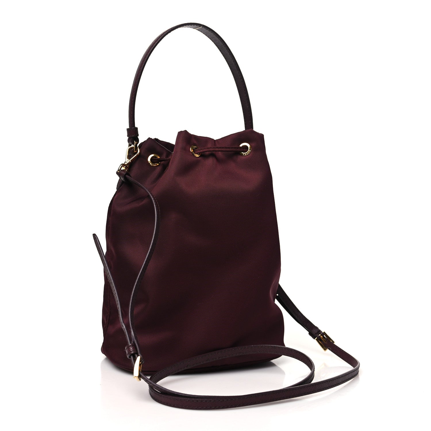 Prada Re-Nylon Saffiano Duet Bucket Crossbody Bag Bordeaux 3 of 10