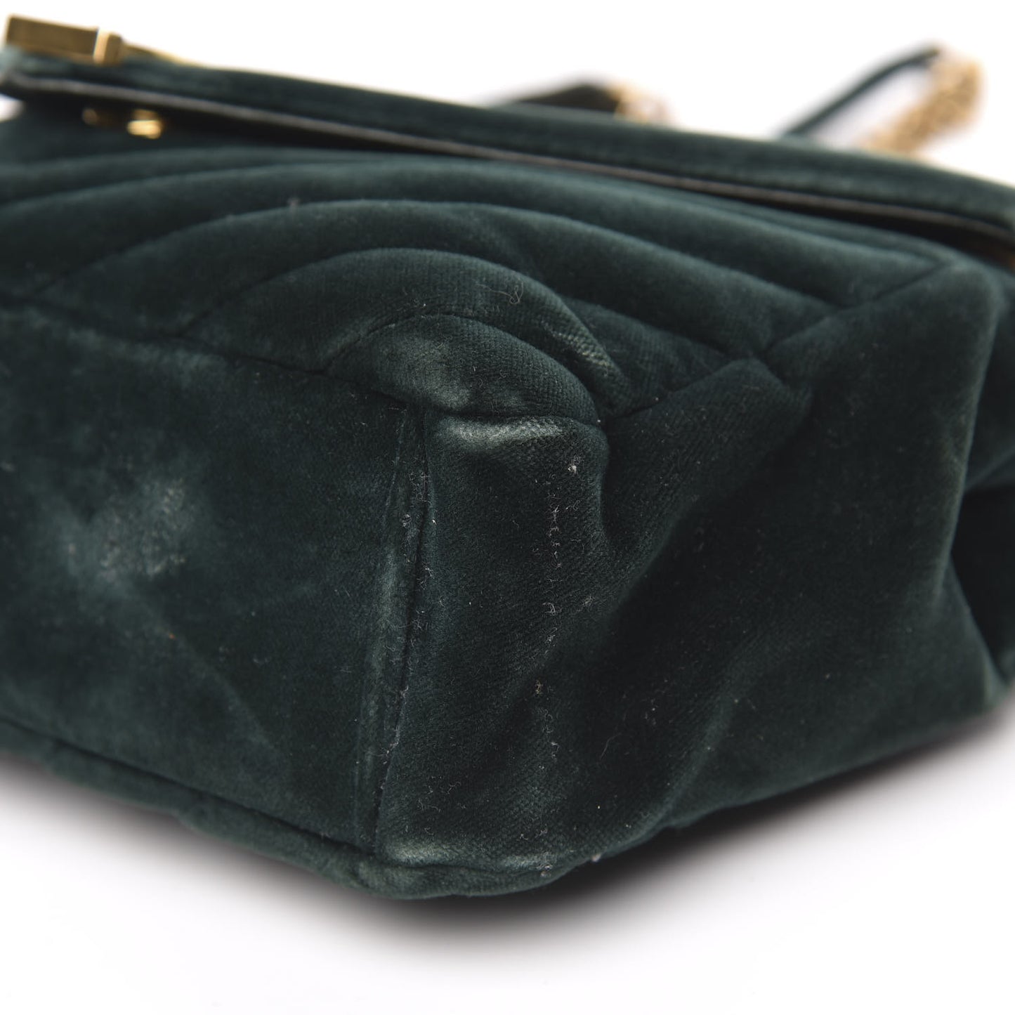 Velvet Matelasse Chevron Medium Monogram Chain Bag New Dark Green